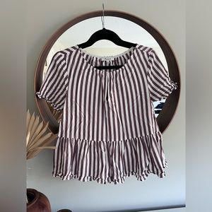 Madewell mauve striped blouse. Like new. Size small.